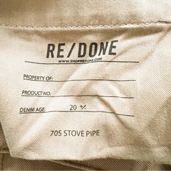 RE/DONE 70’s Ultra High Rise Stove Pipe Jeans Washed Khaki Size 25 - Picture 12 of 14